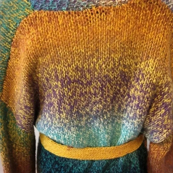 Greylin long sweater with open side pockets and tie at waist. - Picture 6 of 8